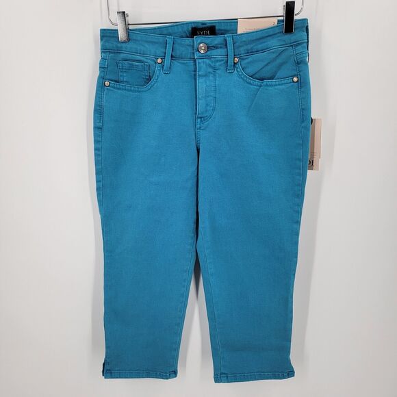 NYDJ Skinny Capri Crop Jeans Lift Tuck Tech Turquoise Trail Womens US 4 NEW